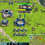 Warfare Incorporated on a color Palm handheld, showing units on green terrain.